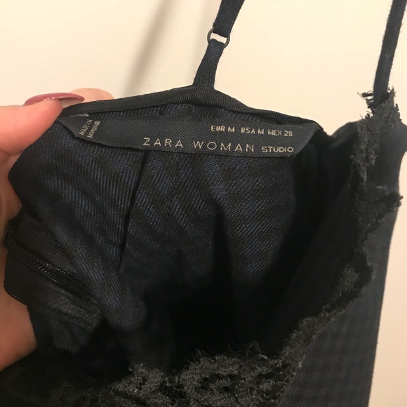 Zara gingham print with lace mini dress - Picture 3 of 4